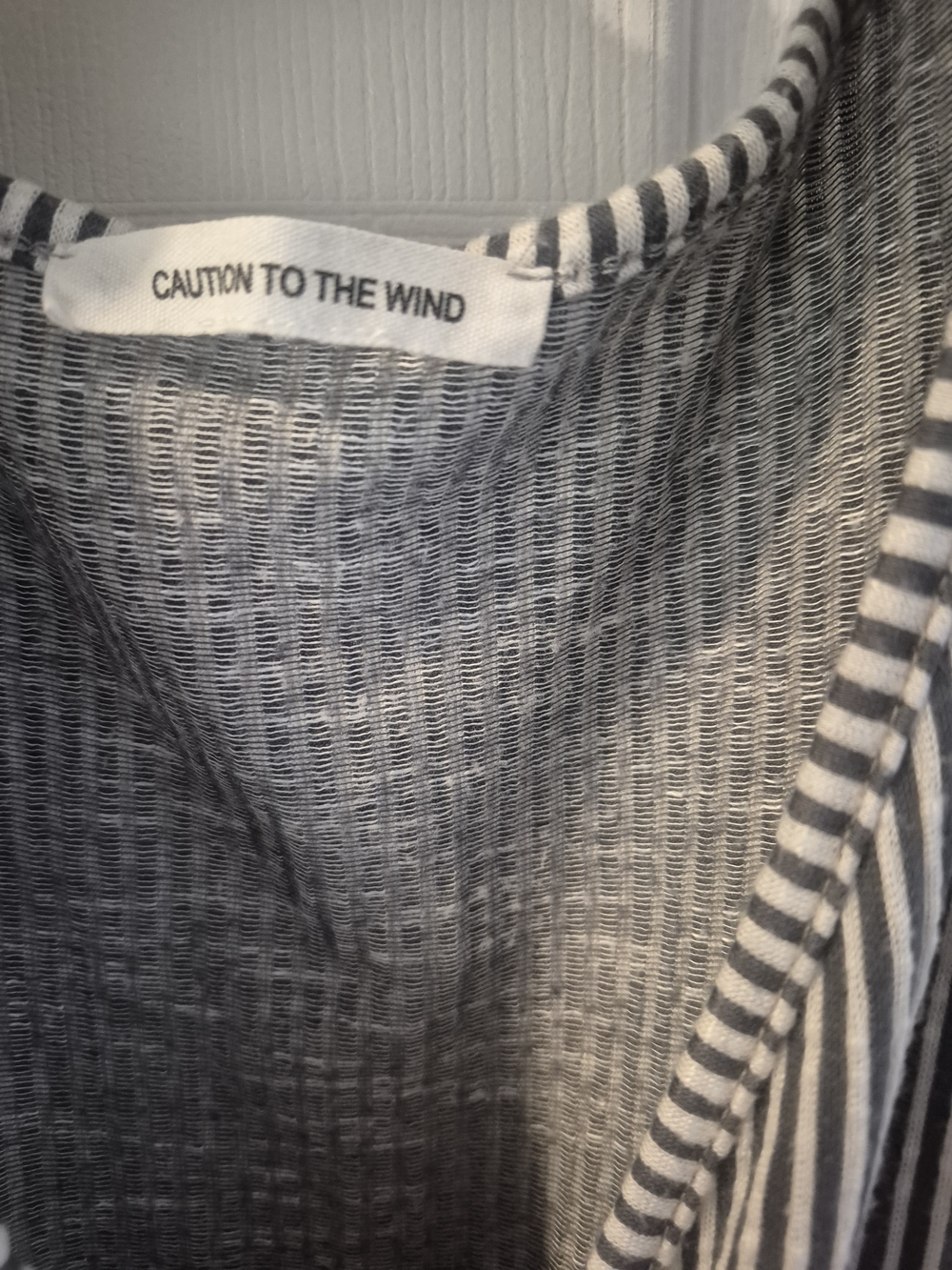 Caution To The Wind Striped Wrap Dress S Blue White Tie Waist - Picture 2 of 7